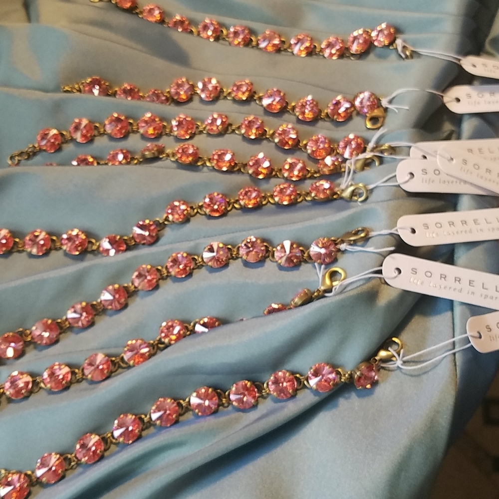Rose Pink set in Antique Gold Sorrelli Bracelet NWT